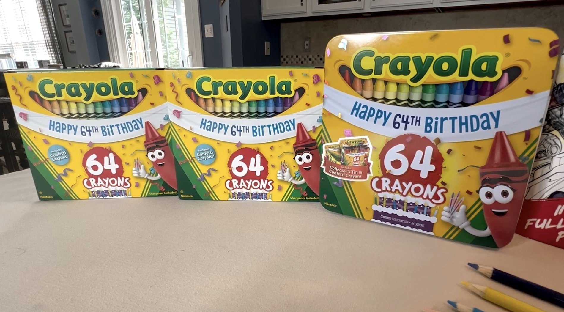 64 Count 64th Birthday Crayons in Collectible Tin